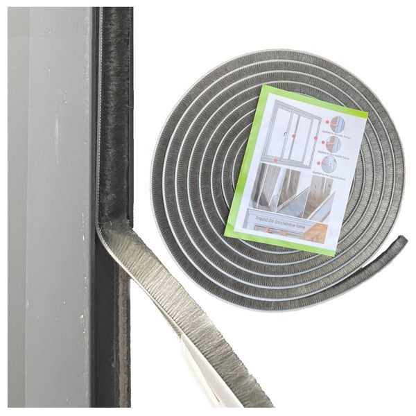 16Ft Weather Stripping Door Seal Self-Adhesive Brush for Windows and Doors Frame