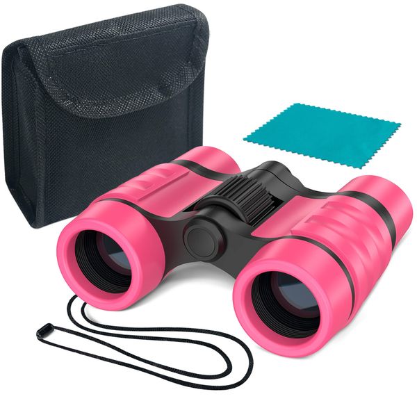 Binoculars for Kids Toys Gifts for Age 3-12 Years Old Boys Girls Kids Telescope Outdoor Toys for Sports and Outside Play Hiking, Bird Watching, Travel, Camping, Birthday Presents (Pink)