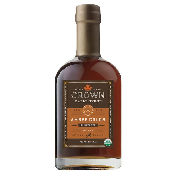 Crown Maple Amber Color, Rich Taste Organic Maple Syrup, 25 Fl OZ, Flavor Marinades, Cocktails, Pancakes, Squash & Bacon