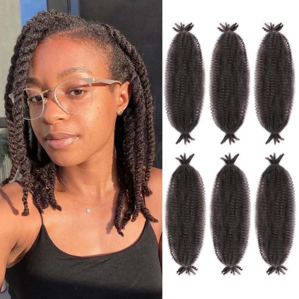 Hbegant Afro Twist Hair 12 Inch 6 Packs, Springy Afro Twist Hair Pre Fluffed Spring Twist Hair Pre Stretched Wrapping Hair for Soft Locs Hair Extensions (12 Inch (Pack of 6), 4#)