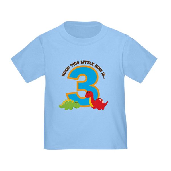 CafePress Dinosaur 3Rd Birthday Toddler T Shirt Cute Toddler T-Shirt, 100% Cotton Baby Blue