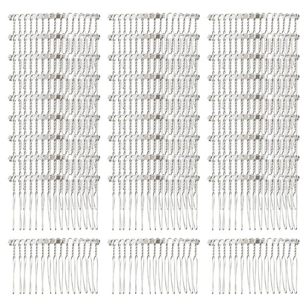 Lawie 30 Pack Bulk 15 Teeth Silver Gold Black Metal Side Hair Combs Wire Twist Slide Hair Clips Wedding Bridal Veil Combs Decorative Headpiece French Twist Updo Bun Accessories for Women (Silver)