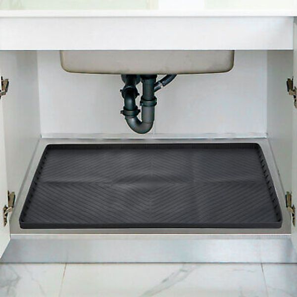 28" x 22"  Silicone Kitchen Under Sink Mat Pet Feeding Mats, Black