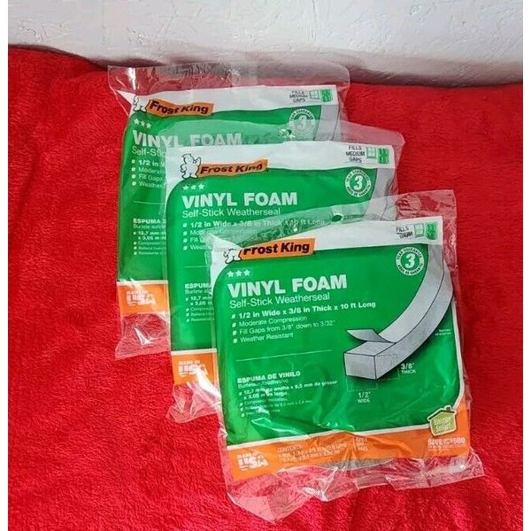 NEW 3 PACK Vinyl Foam Self Stick Weatherseal 1/2" x 10' Air Conditioner Windows