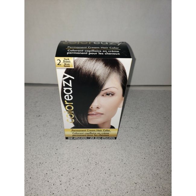 Coloreazy Permanent Cream Hair Color One Application #2 Dark Brown New