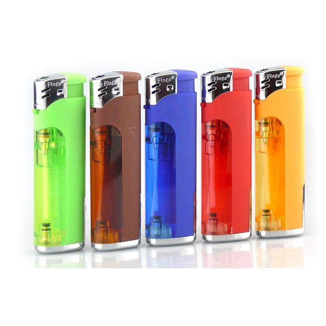 Smoke Mart Refillable Butane Cigarette Lighter with LED Flashlight (Quantity of 5)