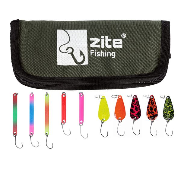 Zite Fishing Trout Blinker Set of 10 | Stick Spoons Trout Bait Ultra Light Fishing Lure | Spoon Pencil Case Bait Folder Trout Fishing