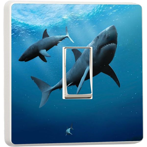 Great White Sharks Underwater Sea Light Switch Sticker Seascape