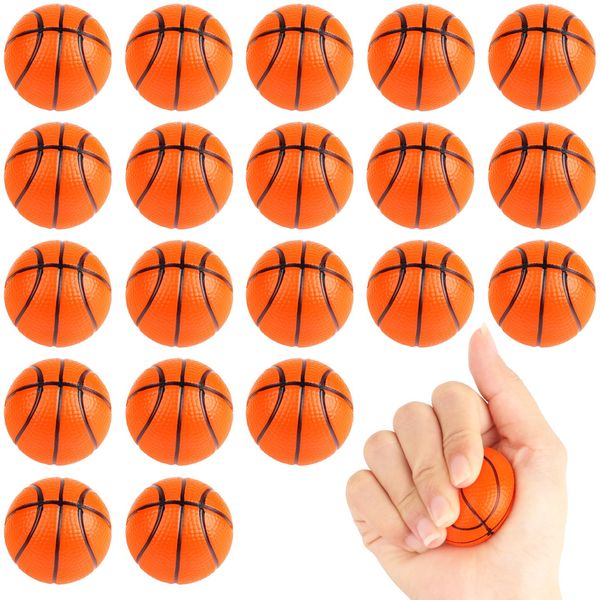 Hxezoc Mini Basketball Stress Balls 20 Packs Basketball Foam Sports Balls Small Squeeze Anxiety Bulk Toy Ball for Kids Basketball Birthday Party, School Carnival Party Supplies