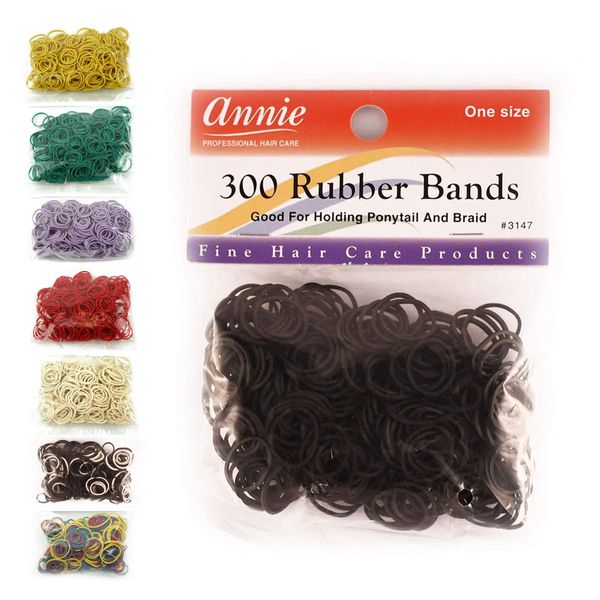 Annie 300 Rubber Bands Assorted Size Black and White 3155