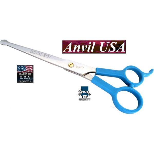 Top Performance Anvil Dog GROOMING STRAIGHT 7 1/2"Safety/Blunt Tip Shear Scissor