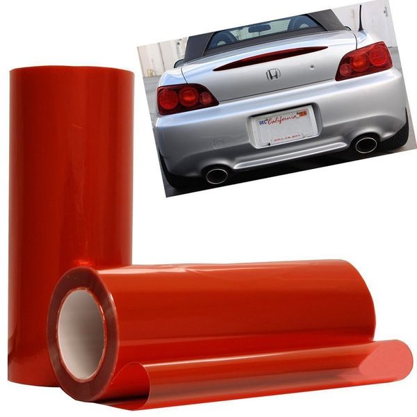 12 by 48 Inches Self Adhesive Headlight, Tail Lights, Fog Lights Tint Vinyl Film (12 X 48, Red)