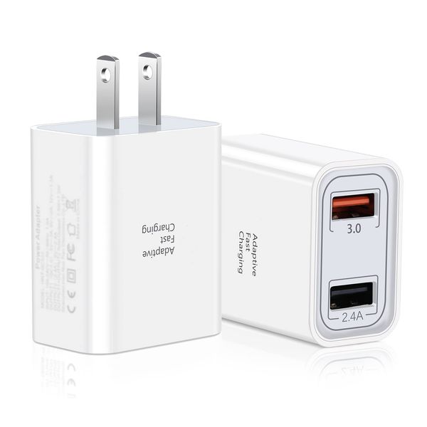 USB Wall Charger, Pofesun 2-Pack Dual Port USB Cube Power Adapter Quick Charging 3.0 Charger Plug QC3.0 Charging Block Box Brick for iPhone 15 14 13 12 11 Pro Max, Galaxy S23 S22 Note 20,Pixel-White