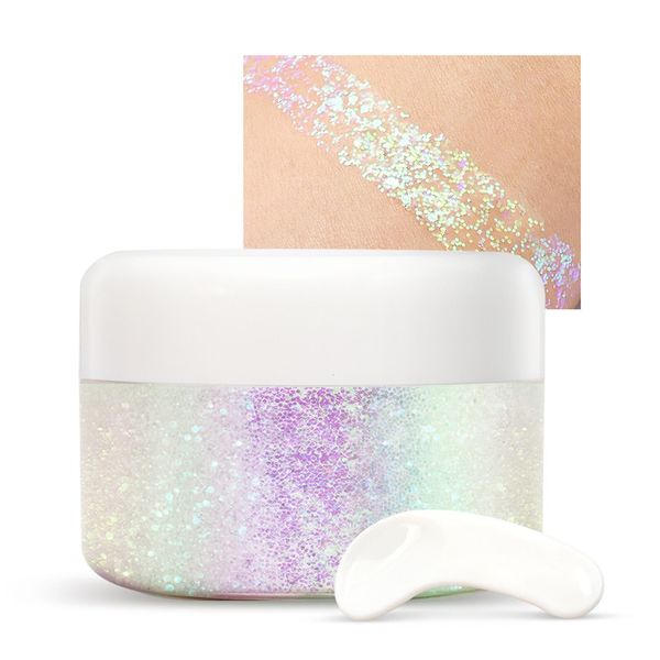 Anseom Gel Glitterato per Il Corpo，50 ml Brillantini Make up Pittura per Il Viso Glitterata per Festival Cosplay di Trucco Artistico Fai da Te per Occhi Capelli E Unghie (viola)