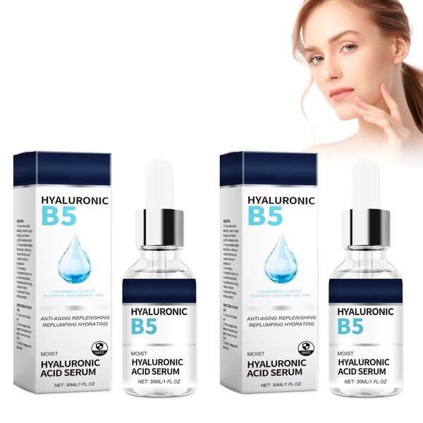 Face Serum B5, Siero Viso Acido Ialuronico, Siero Concentrato Anti-Rughe, Siero Viso E Collo Antirughe Effetto Tensore, Ridurre Le Linee Sottili Sul Viso, 2 Pcs