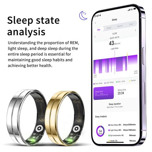 Smart Ring for Men Women Health Ring Heart Rate Monitor Blo-Oxy Monitor Fitness Tacker Ring with Sleep Monitor Calories Step Counter Pedometer Waterproof Compatible with iOS Android Phones