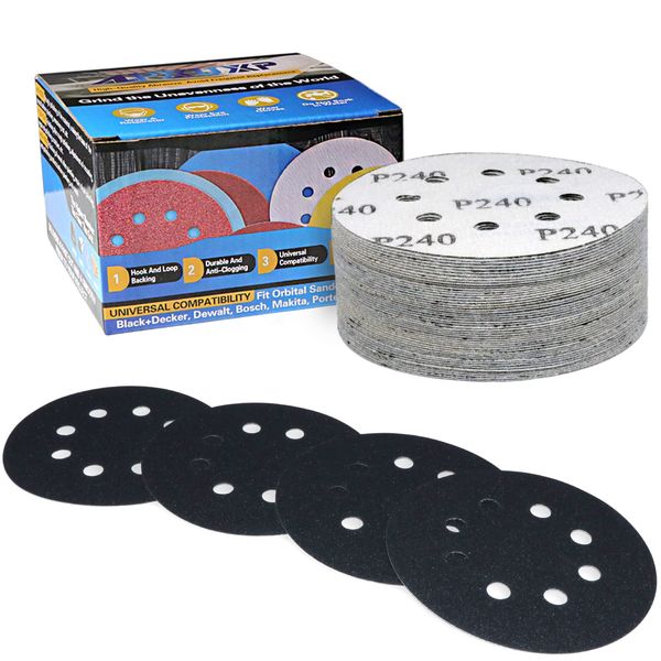 IROKCAKPT Waterproof Sandpaper, 4.9 inches (125 mm), #80 Sander Paper (50 Pieces), Coarse Sanding Paper, Disc Paper for Electric Sanders, Headlight Polishing, Woodworking DIY Work, Metal Polishing