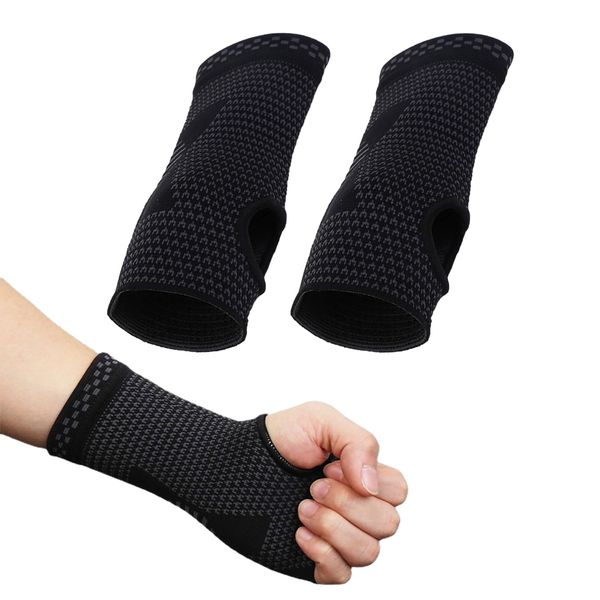 MAXQUU 2 Pieces Black Wrist Bandage, Wrist Protection, Cotton Wrist Wrap, Sweat-Absorbent, Compression Sleeve, Wrist Support Bandage, Suitable for Support and Protection During Sports.