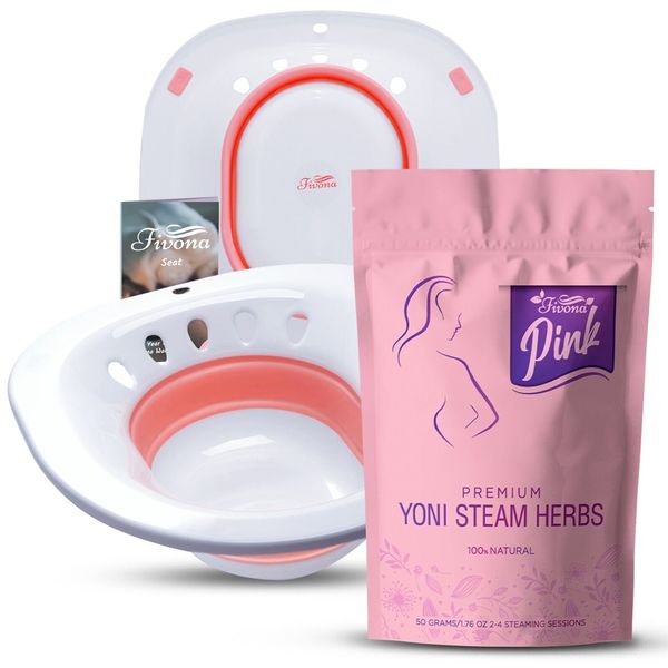 Fivona Yoni Steam Kit 2 in 1 Bundle Toilet Seat with Pink Premium Herbal Blend