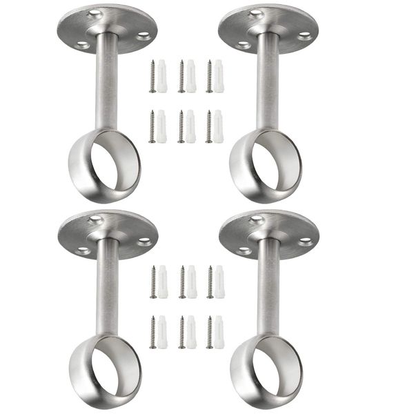 Creatyi Heavy Duty Closet Rod Brackets Closet Shower Curtain Rod Bracket Ceiling-Mount Brackets Closet Rod Holders Closet Pole Sockets Closet Rod Supports for 1 1/4 Inch Rod (4 PCS, Silver)