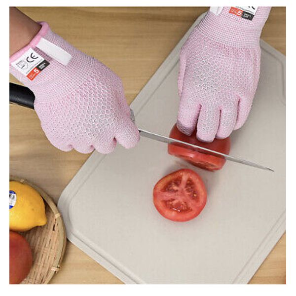 Cut Resistant Kitchen and Work Safety Gloves Size (Small,Pink-Touch screen)