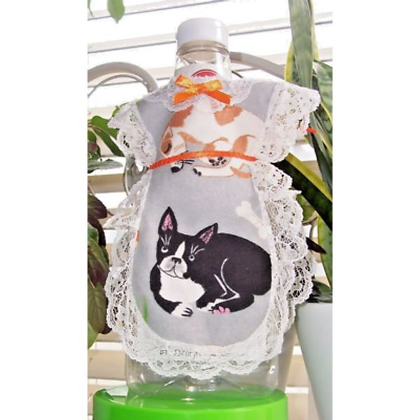 Dog Print Apron Cover-up for Pancake Syrup Catsup Dish Soap Bottle Neighbor gift