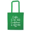 Flox Creative Tote Bag Coffee in hand Confidence Green