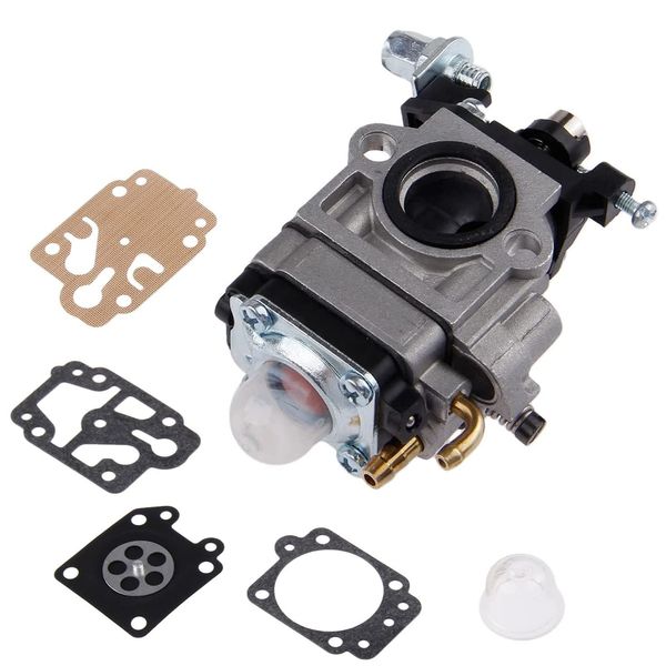 Queta Carburettor for Lawn Mower Engine 52cc 49cc 43cc 40cc, Two-stroke Carburettor Kit with Membrane Gasket Repair Kit and Priming Pumps Bulb Base