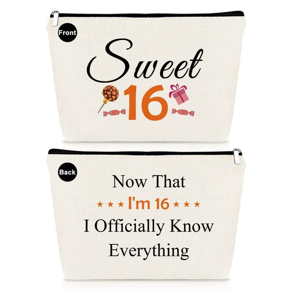 16th Birthday Gifts for Girls Makeup Bag 16 Year Old Birthday Gifts Ideas Sweet 16 Gifts for Her Cosmetic Bag 16th Birthday Gift for Daughter Granddaughter Friends Sister Niece BFF Friendship Gifts