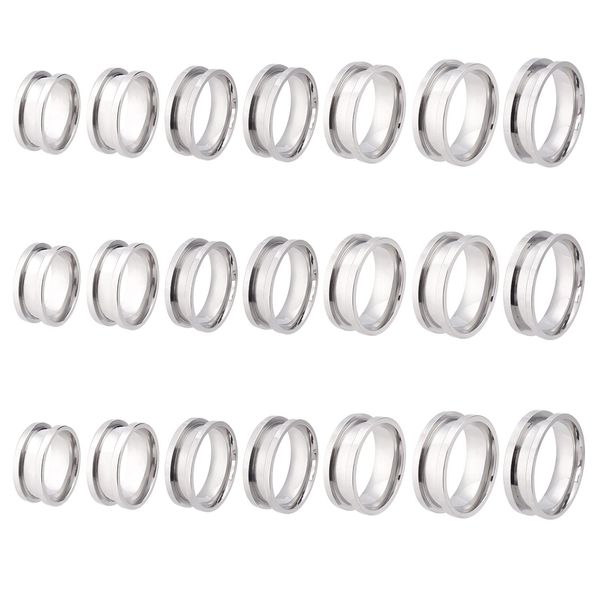 UNICRAFTALE 21pcs 7 Size Blank Rings Blank Core Ring Stainless Steel Finger Ring Grooved Inlay Ring Round Empty Ring Blanks for Resin Ring Making Wedding Ring Jewelry Making Size 6~12