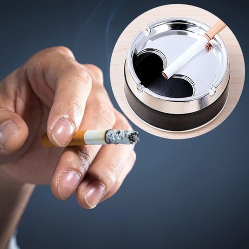 2 Pcs Stainless Steel Portable Ashtray Spinning Lid Ashtray Modern Tabletop Ashtray for Home Office Indoor or Outdoor