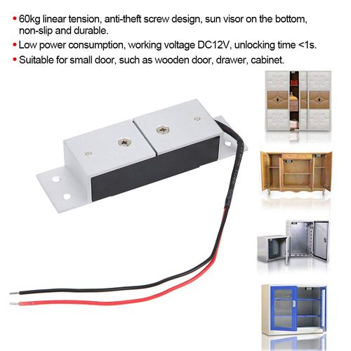 60KG 100LBS Magnetic Electromagnetic Door Lock Kit System Mini Electric Magnetic Lock 12V for Small Door, Drawer, Cabinet, 1 Second Quick Unlock