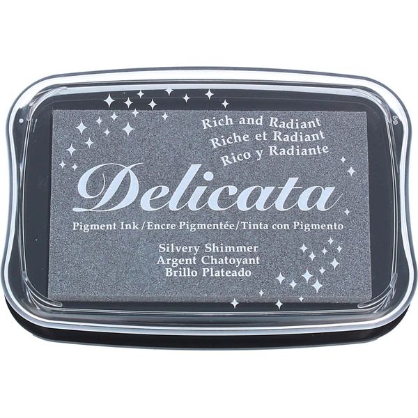 Tsukineko Delicata Shimmer Ink Pad, Silver,40 x 40 cm