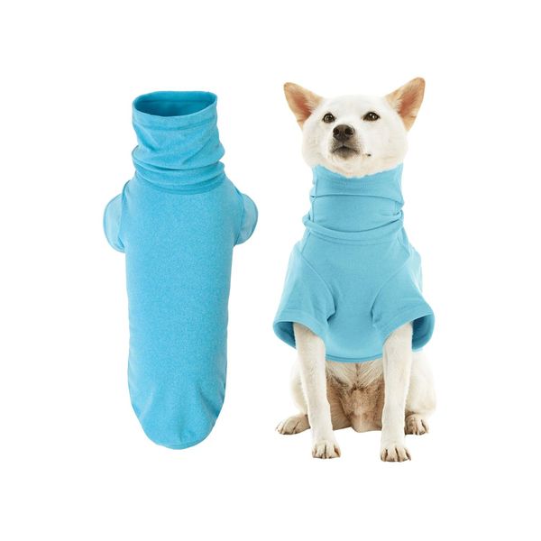 Gooby Turtle Neck Microfiber Stretch Fleece - Peacock Blue, Medium - Warm and Light Extra Layer for Small Dog and Medium Dog