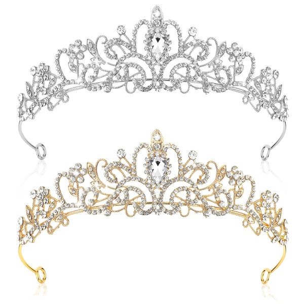 YUXIANLB Gold Silver Tiara Crowns for Women Girls Princess Crown Elegant Queen Crown Quinceanera Royal Bridal Jewelry Rhinestone Headbands, Birthday Gift Hair Accessories for Women Girls