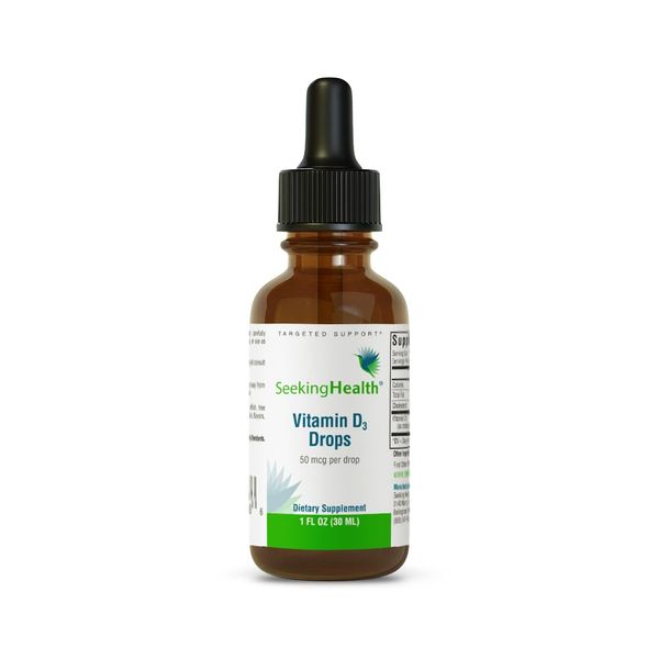 Seeking Health Vitamin D Drops, 2000 IU Liquid Vitamin D3 (as cholecalciferol) per Drop in Pure Olive Oil, Potent Immune System Supplement, for Adults and Kids, Vegetarian (900 Servings)