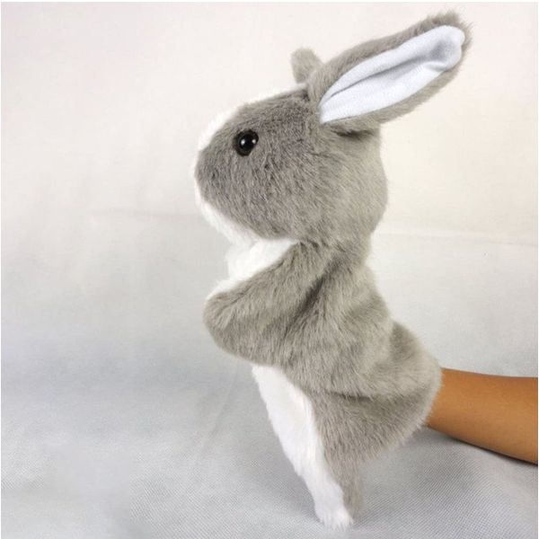 Tomaibaby Bunny Hand Puppet Role Play Puppets Stuffed Rabbit Hand Puppet Easter Plush Animal Toys for Party Favor (Grey)