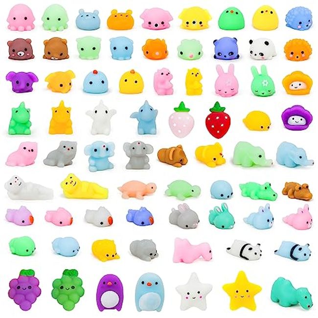 YIHONG 72 Pcs Kawaii Squishies, Mochi Squishy Toys for Kids Party Favors, Mini Stress Relief Toys for Christmas Party Favors, Classroom Prizes, Birthday Gift, Goodie Bag Stuffers