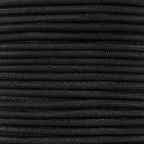 Marine Grade Shock Cord with 2 Carabiners - 6 Colors of USA Made Bungee, Stretch, and Elastic Cord - 1/8, 3/16, 1/4 Inch on 25, 50, and 100 Foot Spools (Black, 1/8 Inch x 25 Feet)