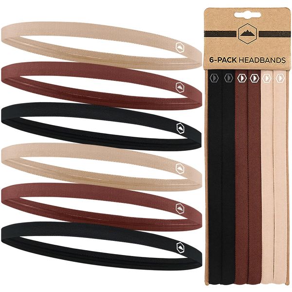 Tough Headwear Thin Elastic Headbands for Women & Men - Running Sport Head Bands - Football Sports Hairband Male Headband - Gym Workout Mens Hair Band Hairbands for Long Workouts