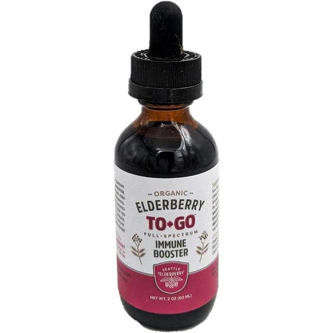Seattle Elderberry Elderberry To Go TincturePure Vegan Sugar Free Gluten Free Alcohol Free 2oz Dropper, Quantity, See Details