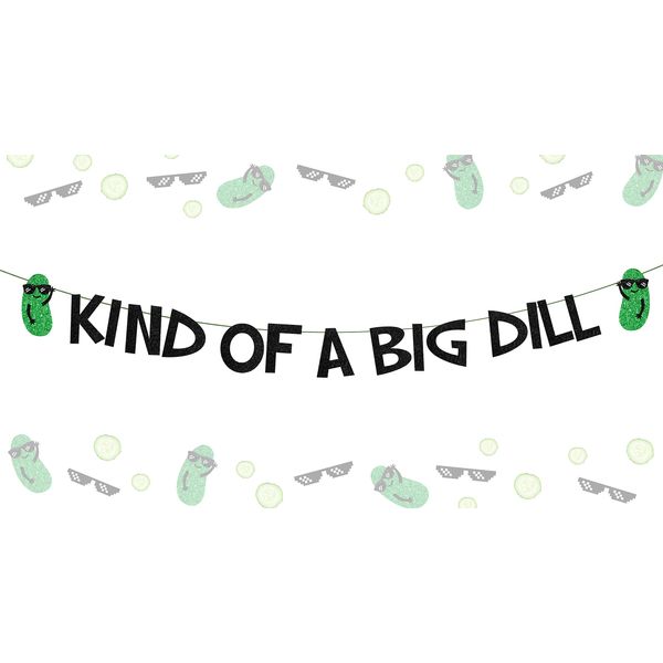 Pickle Birthday Party Decorations Glitter Kind of a Big Dill Banner Cucumber Pickle Birthday Supplies Fruit Funny Cucumber Party Supplies for Birthday