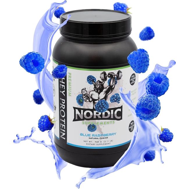 NORDIC Supplements Premium Cold Pressed Whey Protein Blue Raspberry 2.11 lb