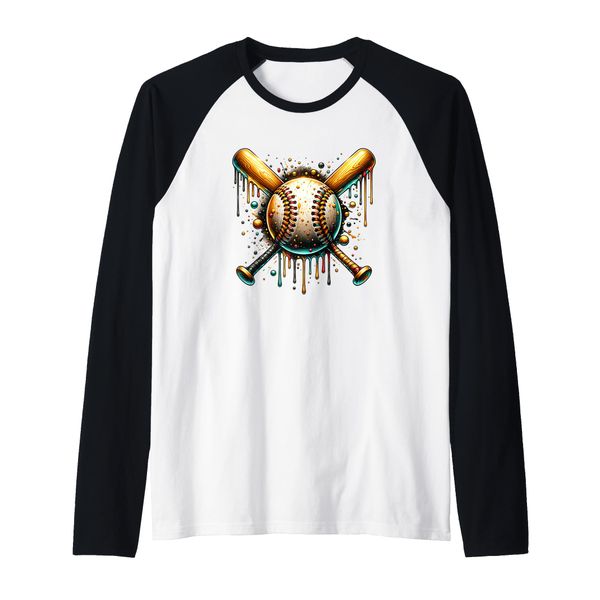 Baseball Drip Ice Cream Raglan, black, S
