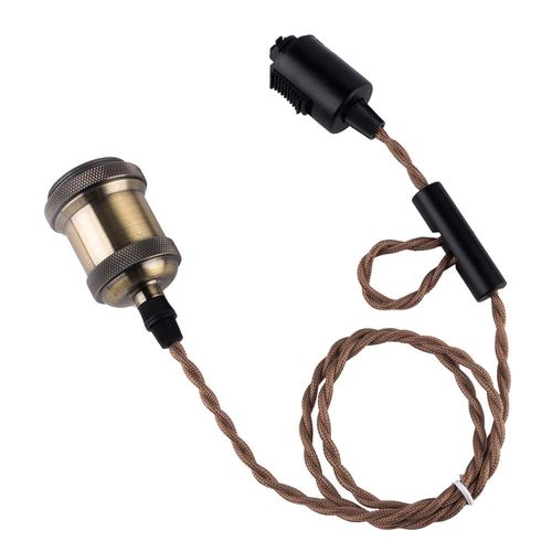 Joint Lighting Duct Rail E26 Bulb Socket (GT-GD-DT03) Brass Socket Lighting Pendant Light 1 Light Stylish Scandinavian Retro Antique Hanging Light for Lighting Rail LED Compatible Dining Living Room Indirect Lighting Naked Bulb New Life, Bulb Sold Separat