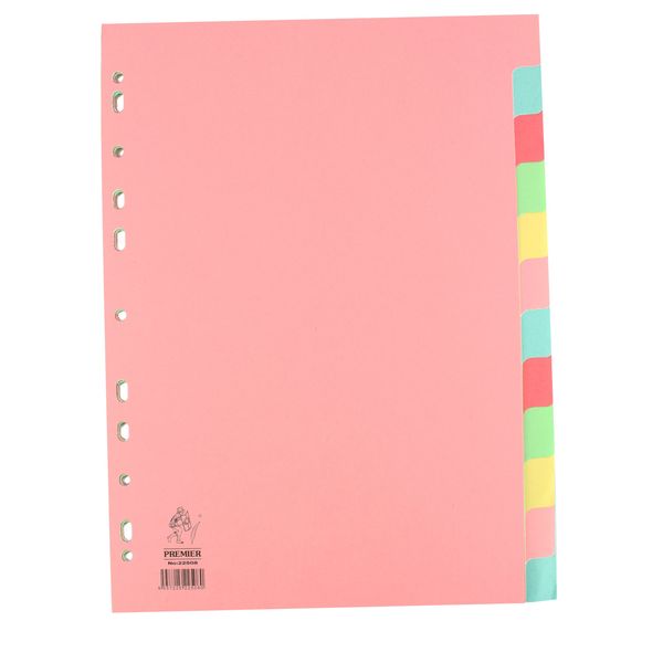 Rexel Whitebox A4 Manilla Divider 12-Part Pink With Multi-Colour Tabs
