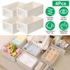 4Pcs Clothes Storage Bins - Foldable Fabric Container Cube Box - Stackable Linen
