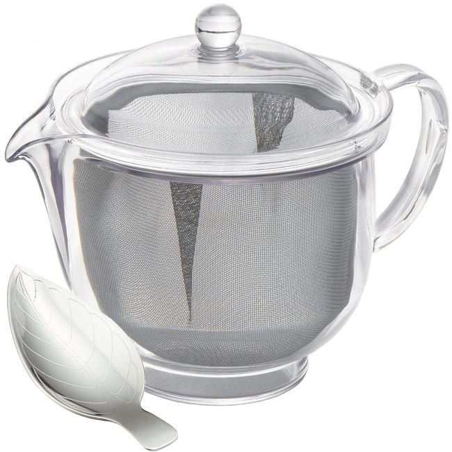 Akebono Sangyo TW-3722 Clear Teapot, Stainless Steel Mesh, 16.9 fl oz (480 ml), Tea Measure Set, Tritan Resin, Made in Japan