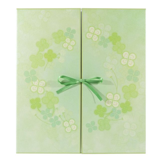 Green Colored Two-Leaf Paper, Ribbon , clover