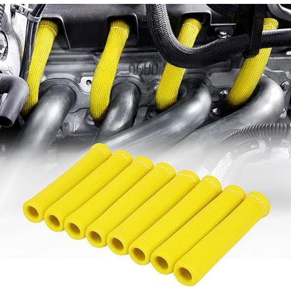 Yellow Heat Protector Insulating Fire Sleeve Spark Plug Wire Boot 8 Cyl